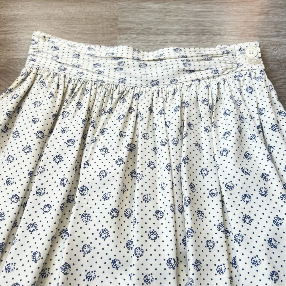 Vintage Union Made JH Collectibles White and Blue Floral Maxi Skirt - Picture 2 of 14